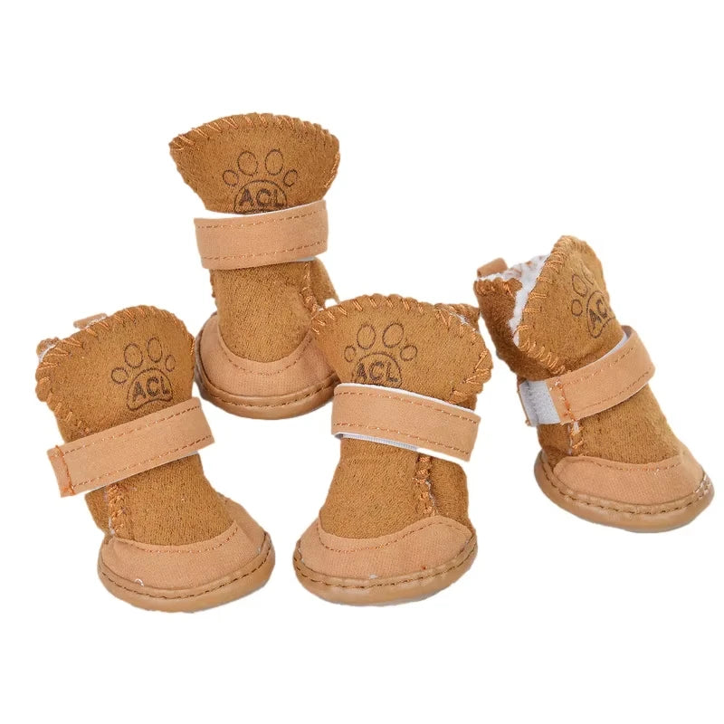 4pcs/set Pet Shoes Winter Warm