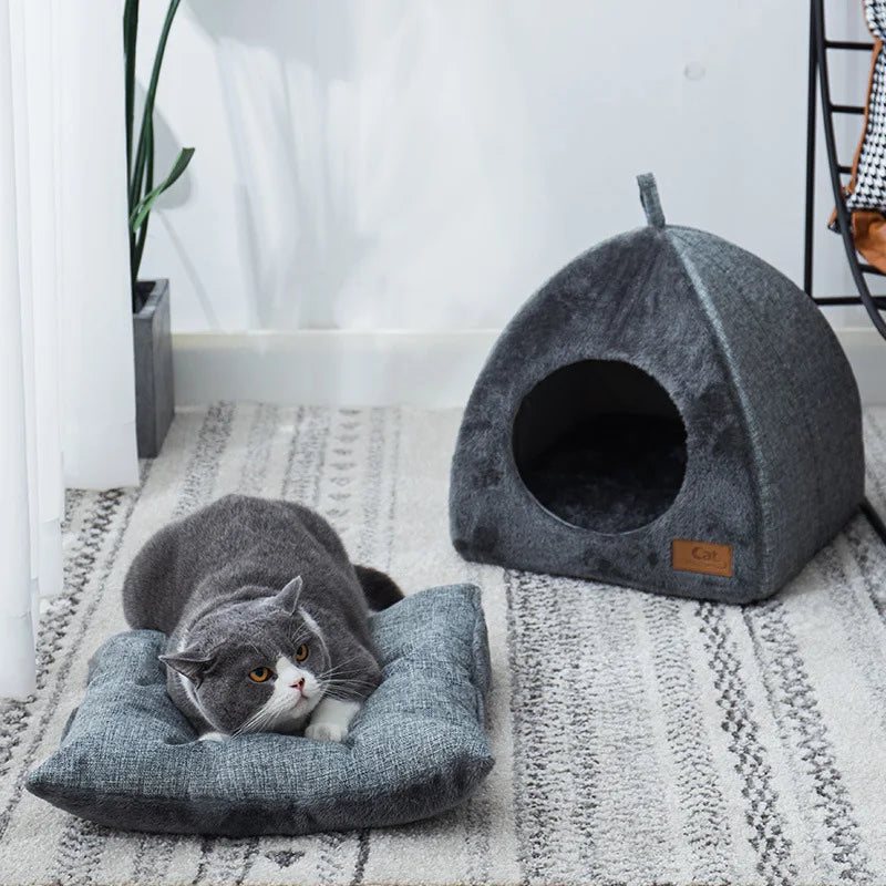 Winter Warm Cat Bed Comfortable Foldable