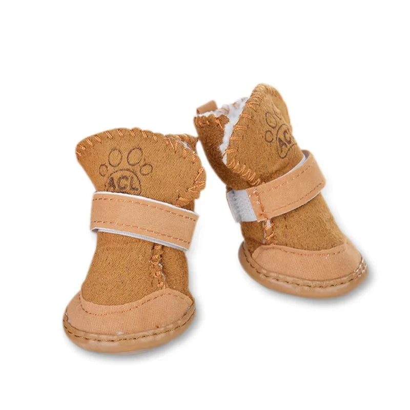 4pcs/set Pet Shoes Winter Warm