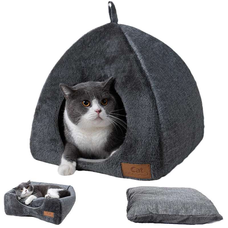 Winter Warm Cat Bed Comfortable Foldable